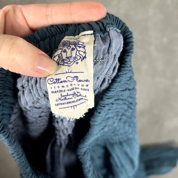 Cotton Flower Tiered Maxi Skirt Women's S Teal Stretch Boho Peasant Hippie - Picture 8 of 8